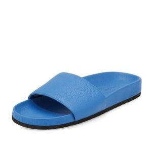 Vince Gavin Leather Slide Sandals Blue